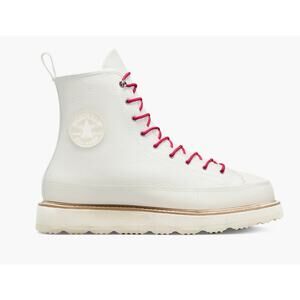 CONVERSE Chuck All Star New $120 Leather Hi Top Boot Ivory Pink Womens Sz10